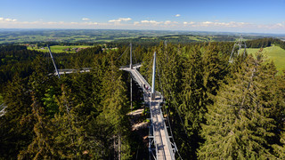 Skywalk allgäu Wald Abenteuerwelt - Aus bis zu 40 Metern Höhe eröffnen sich traumhafte Ausblicke in die Allgäuer Alpen und auf den Bodensee.
